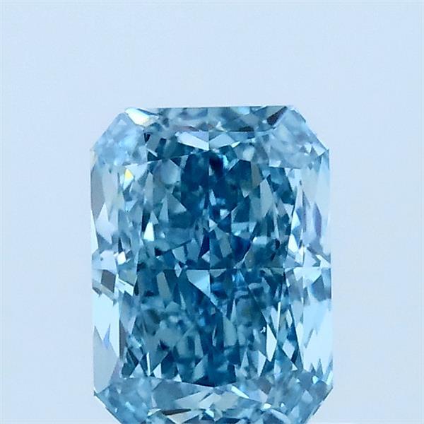 1.02 Carat Radiant Lab Grown Diamond, Fancy Vivid Blue Color, VS1 Clarity