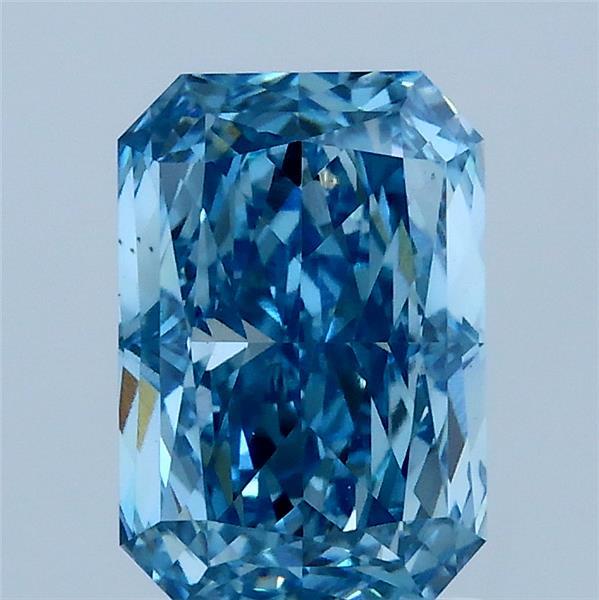 2.05 Carat Radiant Lab Grown Diamond, Fancy Vivid Blue Color, VS1 Clarity