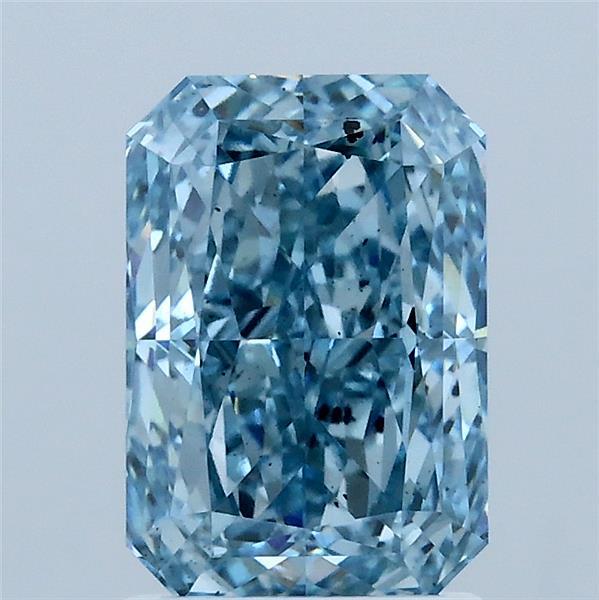 2.04 Carat Radiant Lab Grown Diamond, Fancy Vivid Blue Color, VS2 Clarity