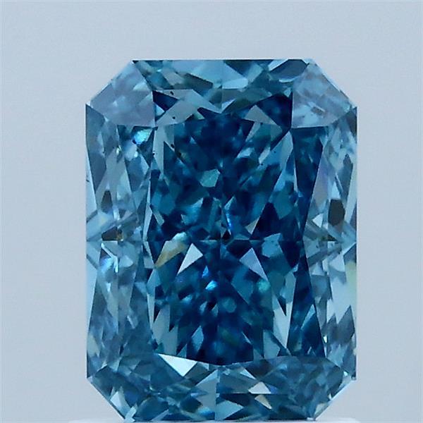1.51 Carat Radiant Lab Grown Diamond, Fancy Vivid Blue Color, VS2 Clarity