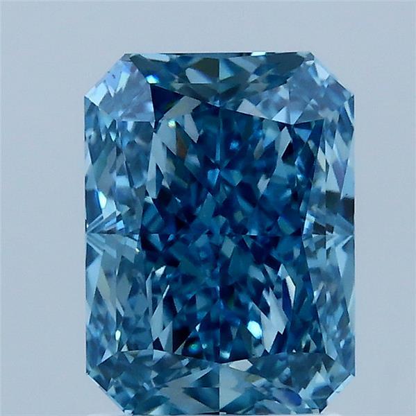 2.14 Carat Radiant Lab Grown Diamond, Fancy Vivid Blue Color, VS1 Clarity
