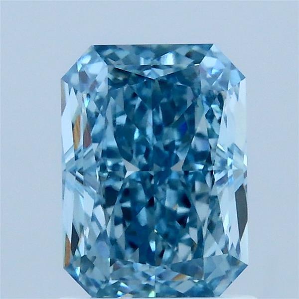1.54 Carat Radiant Lab Grown Diamond, Fancy Vivid Blue Color, VS1 Clarity