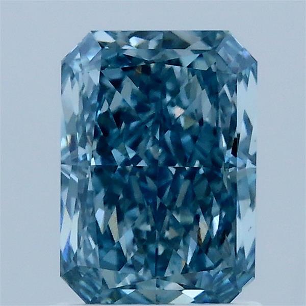 1.57 Carat Radiant Lab Grown Diamond, Fancy Vivid Blue Color, VS2 Clarity