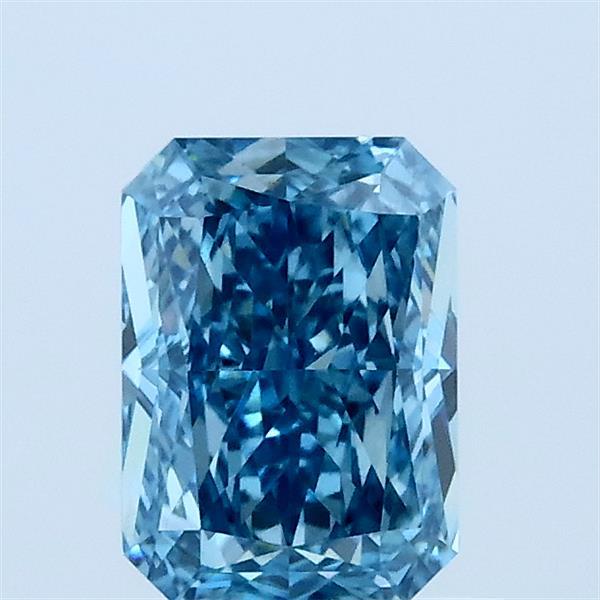 1.05 Carat Radiant Lab Grown Diamond, Fancy Vivid Blue Color, VVS2 Clarity