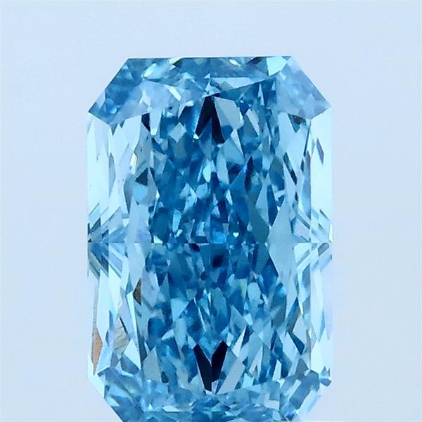 1.59 Carat Radiant Lab Grown Diamond, Fancy Vivid Blue Color, VVS2 Clarity