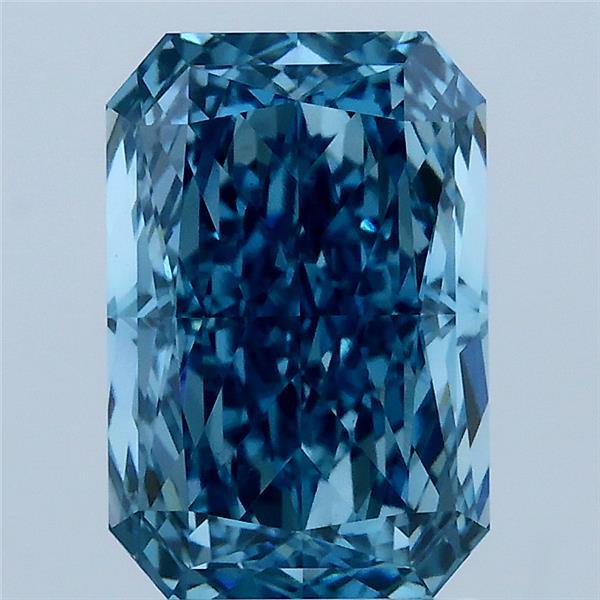 3.08 Carat Radiant Lab Grown Diamond, Fancy Vivid Blue Color, VS1 Clarity