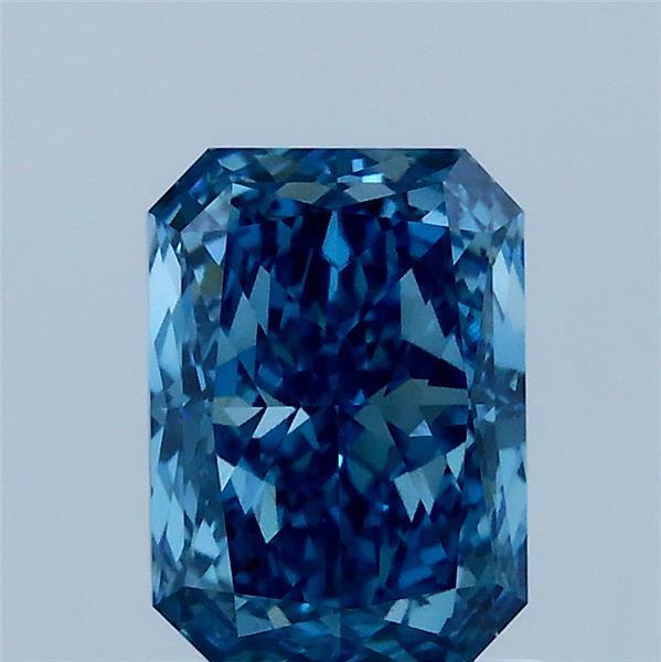 1.57 Carat Radiant Lab Grown Diamond, Fancy Vivid Blue Color, VS1 Clarity