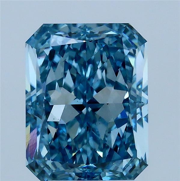 3.11 Carat Radiant Lab Grown Diamond, Fancy Vivid Blue Color, VS1 Clarity