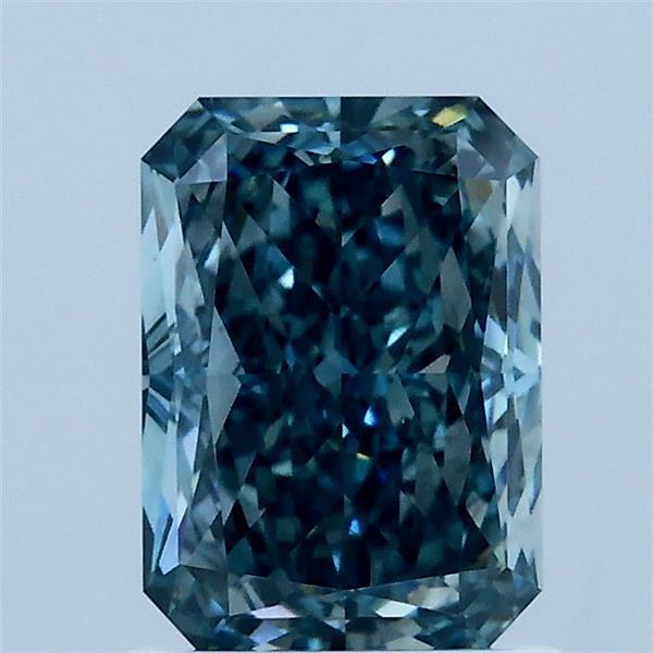 1.52 Carat Radiant Lab Grown Diamond, Fancy Vivid Green Blue Color, VS1 Clarity