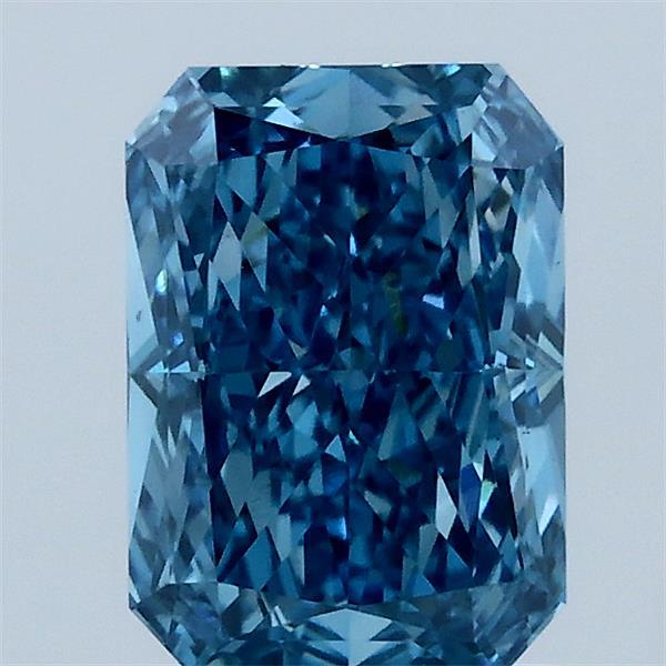 1.69 Carat Radiant Lab Grown Diamond, Fancy Vivid Blue Color, VS1 Clarity