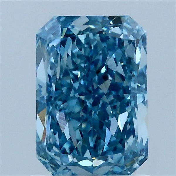 1.58 Carat Radiant Lab Grown Diamond, Fancy Vivid Blue Color, VS1 Clarity