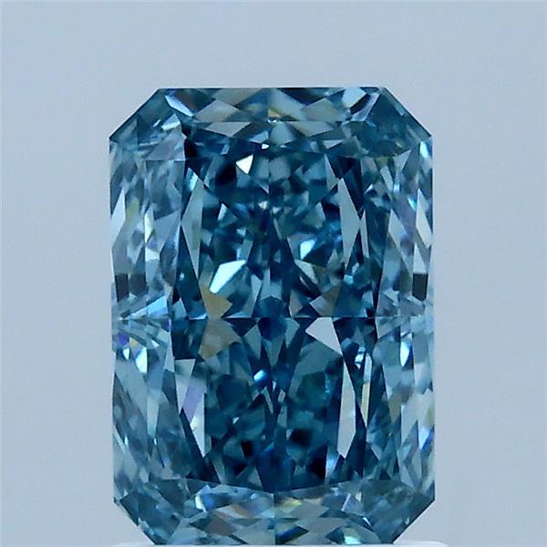 1.69 Carat Radiant Lab Grown Diamond, Fancy Vivid Blue Color, VS1 Clarity