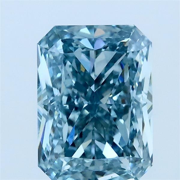 1.51 Carat Radiant Lab Grown Diamond, Fancy Intense Blue Color, VS1 Clarity
