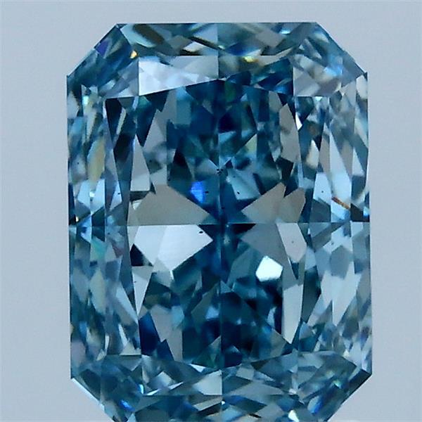 2.02 Carat Radiant Lab Grown Diamond, Fancy Vivid Blue Color, VS2 Clarity