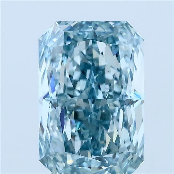 2.02 Carat Radiant Lab Grown Diamond, Fancy Intense Blue Color, VS1 Clarity