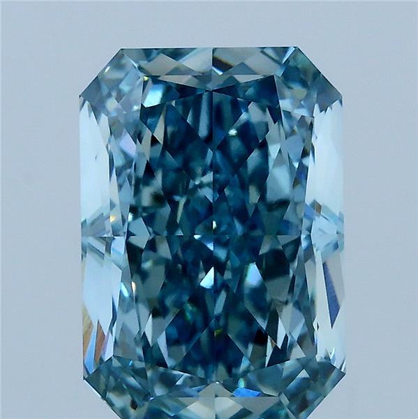 4.24 Carat Radiant Lab Grown Diamond, Fancy Vivid Blue Color, VS1 Clarity