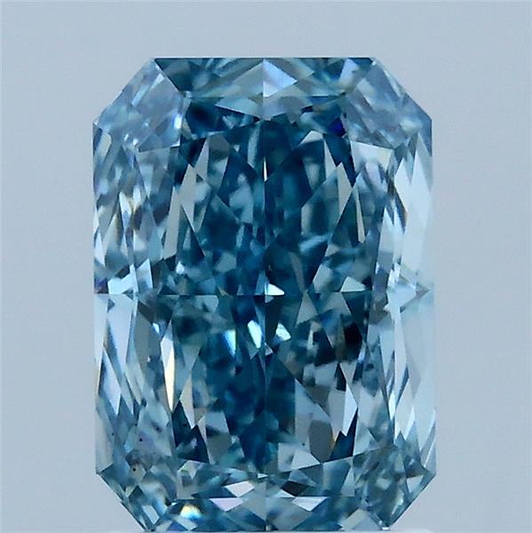 2.09 Carat Radiant Lab Grown Diamond, Fancy Vivid Blue Color, VS2 Clarity
