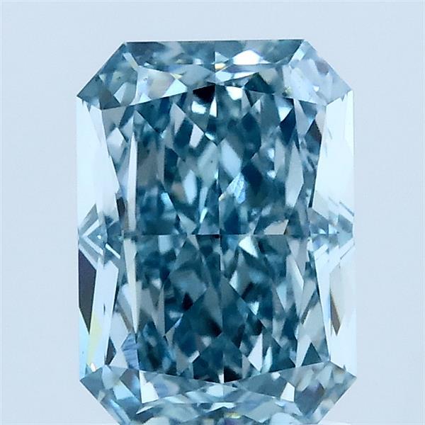 2.02 Carat Radiant Lab Grown Diamond, Fancy Vivid Blue Color, VS1 Clarity