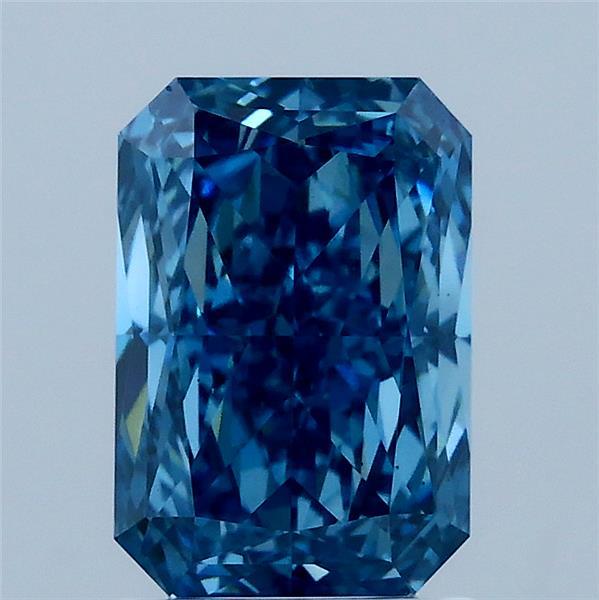 2.06 Carat Radiant Lab Grown Diamond, Fancy Vivid Blue Color, VS2 Clarity