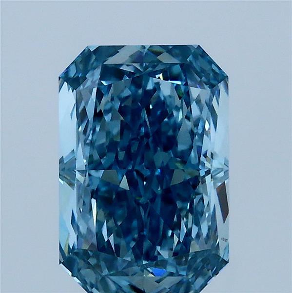 2.10 Carat Radiant Lab Grown Diamond, Fancy Vivid Blue Color, VS1 Clarity