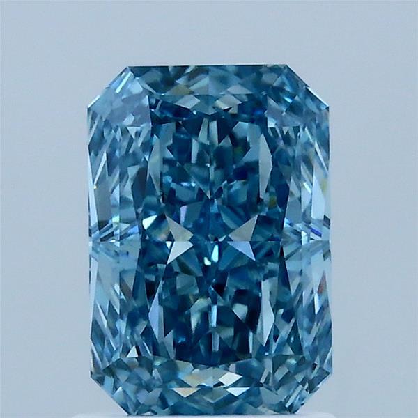 1.53 Carat Radiant Lab Grown Diamond, Fancy Vivid Blue Color, VS1 Clarity