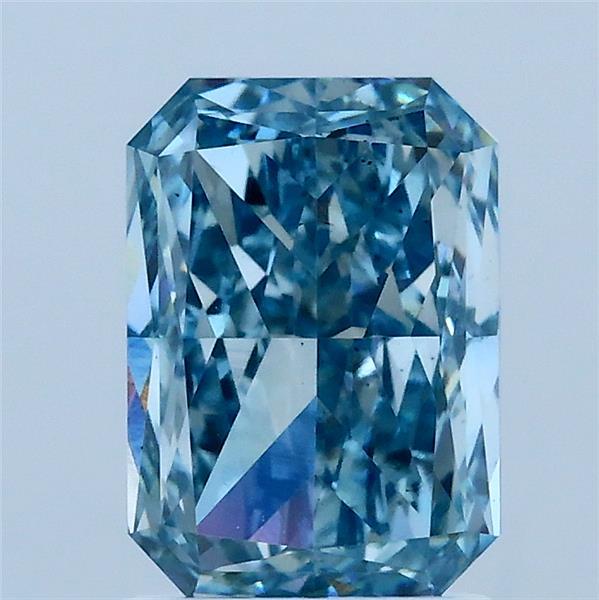 2.00 Carat Radiant Lab Grown Diamond, Fancy Vivid Blue Color, VS2 Clarity