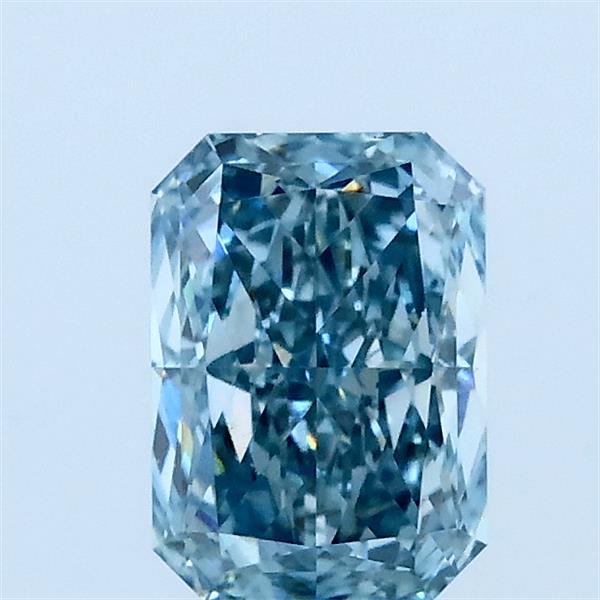 1.01 Carat Radiant Lab Grown Diamond, Fancy Vivid Greenish Blue Color, VS1 Clarity