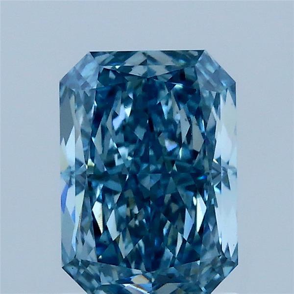 1.59 Carat Radiant Lab Grown Diamond, Fancy Vivid Blue Color, VS1 Clarity