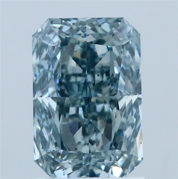 2.02 Carat Radiant Lab Grown Diamond, Fancy Vivid Blue Color, SI1 Clarity