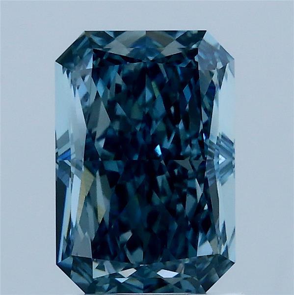 2.00 Carat Radiant Lab Grown Diamond, Fancy Vivid Blue Color, VVS2 Clarity