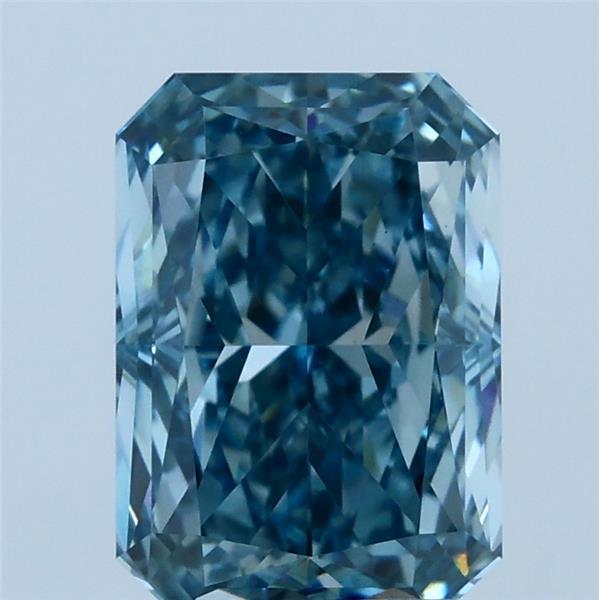 2.21 Carat Radiant Lab Grown Diamond, Fancy Vivid Blue Color, VS1 Clarity