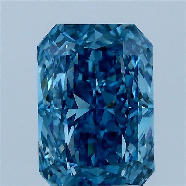2.05 Carat Radiant Lab Grown Diamond, Fancy Vivid Blue Color, VS1 Clarity