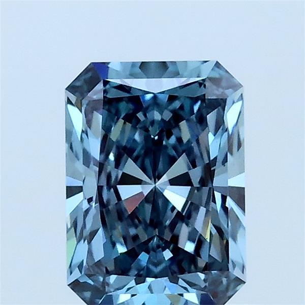1.02 Carat Radiant Lab Grown Diamond, Fancy Intense Blue Color, VS1 Clarity