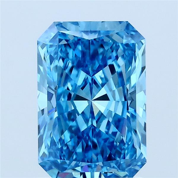 1.56 Carat Radiant Lab Grown Diamond, Fancy Vivid Blue Color, VS1 Clarity