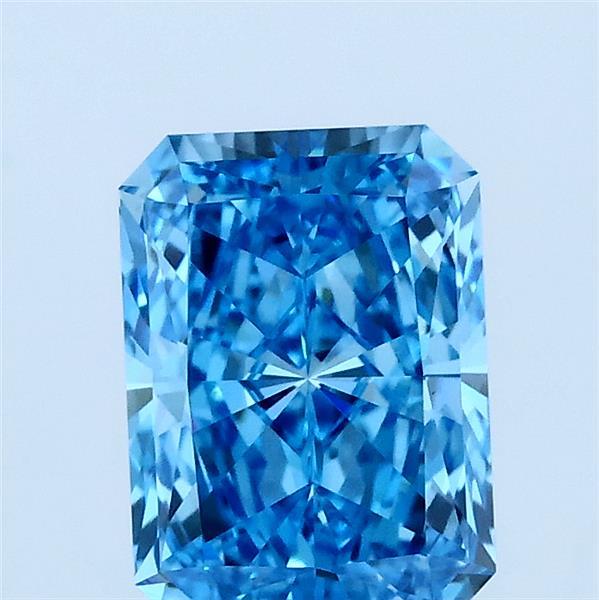 1.51 Carat Radiant Lab Grown Diamond, Fancy Vivid Blue Color, VS1 Clarity