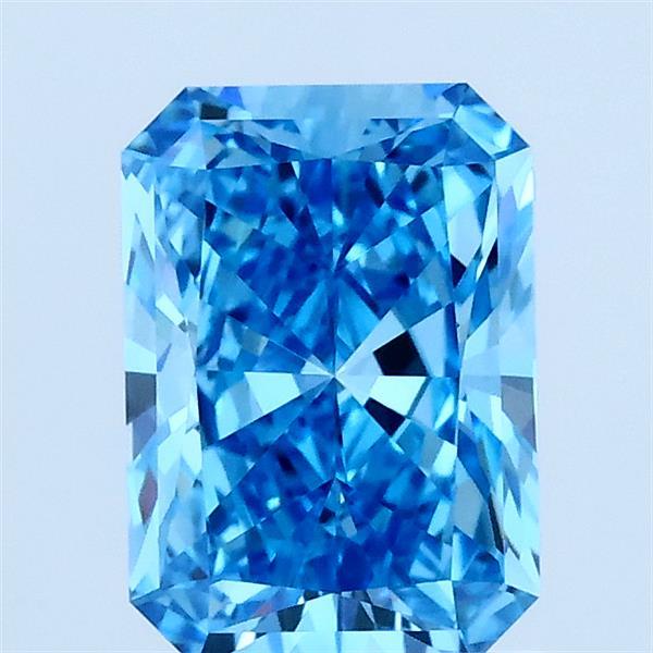 1.51 Carat Radiant Lab Grown Diamond, Fancy Vivid Blue Color, VVS2 Clarity
