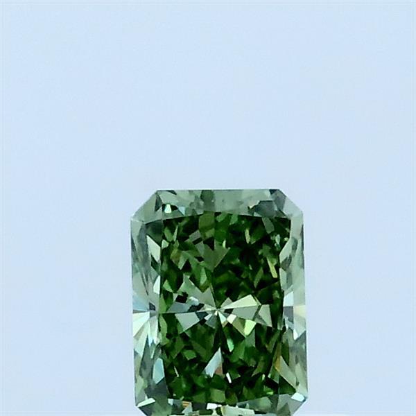 0.36 Carat Radiant Lab Grown Diamond, Fancy Vivid Green Color, VVS2 Clarity
