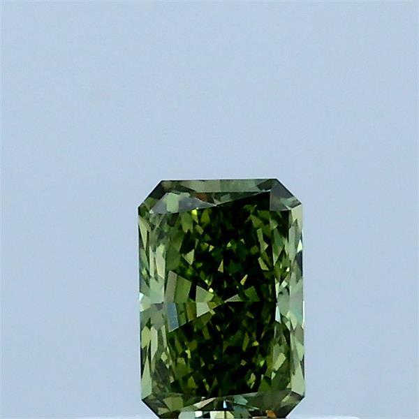 0.34 Carat Radiant Lab Grown Diamond, Fancy Vivid Green Color, VS2 Clarity