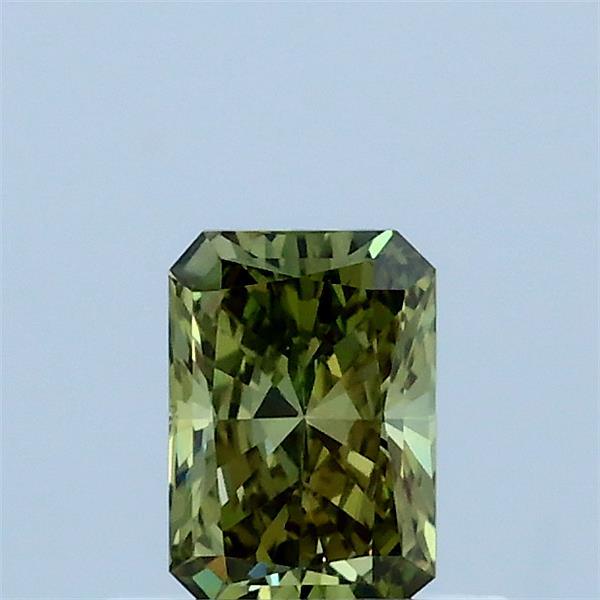0.43 Carat Radiant Lab Grown Diamond, Fancy Vivid Green Color, VVS2 Clarity