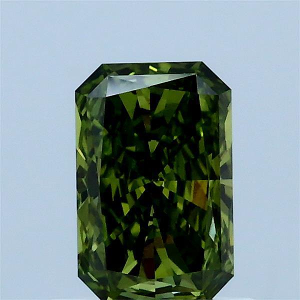 0.70 Carat Radiant Lab Grown Diamond, Fancy Vivid Green Color, VS1 Clarity