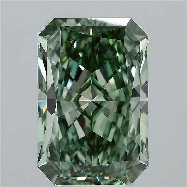 8.51 Carat Radiant Lab Grown Diamond, Fancy Vivid Green Color, VVS2 Clarity