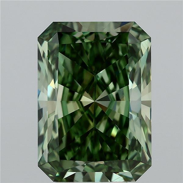 6.35 Carat Radiant Lab Grown Diamond, Fancy Vivid Green Color, VS1 Clarity