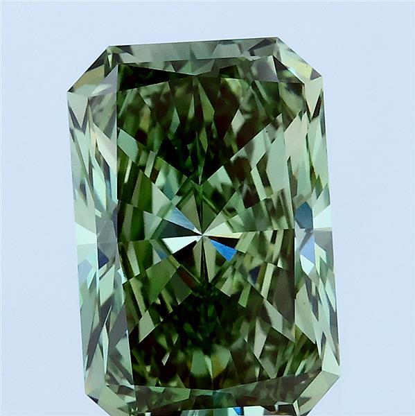3.50 Carat Radiant Lab Grown Diamond, Fancy Vivid Green Color, VS1 Clarity