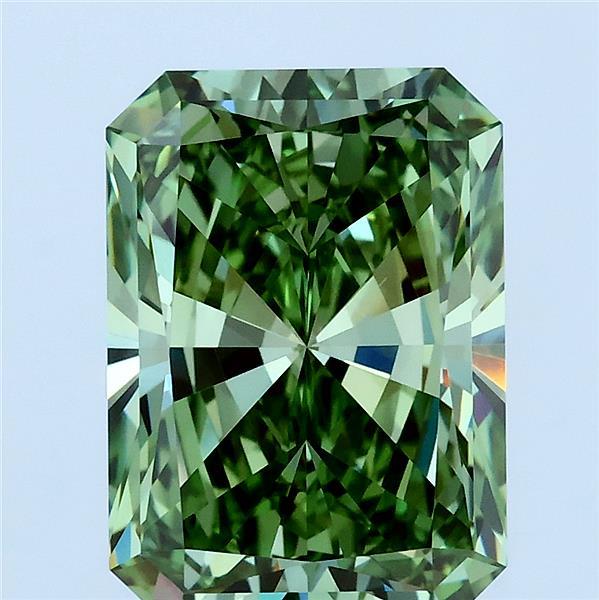 4.06 Carat Radiant Lab Grown Diamond, Fancy Vivid Green Color, VVS2 Clarity