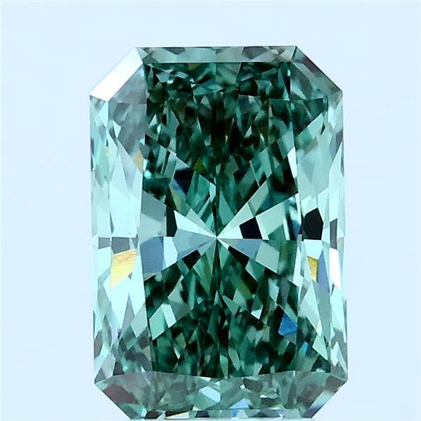 1.50 Carat Radiant Lab Grown Diamond, Fancy Vivid Green Color, VS1 Clarity