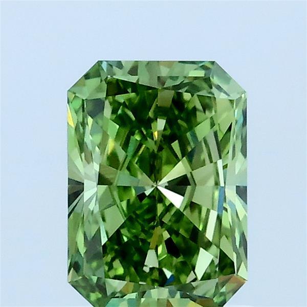1.00 Carat Radiant Lab Grown Diamond, Fancy Vivid Green Color, VVS1 Clarity