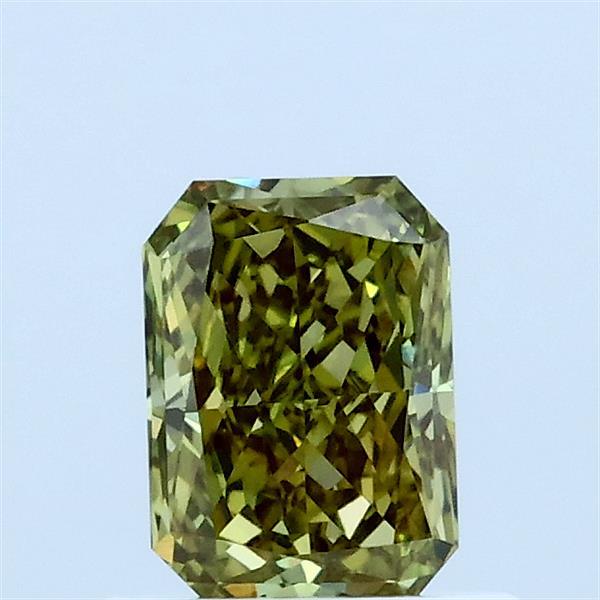 0.71 Carat Radiant Lab Grown Diamond, Fancy Vivid Green Color, VS1 Clarity