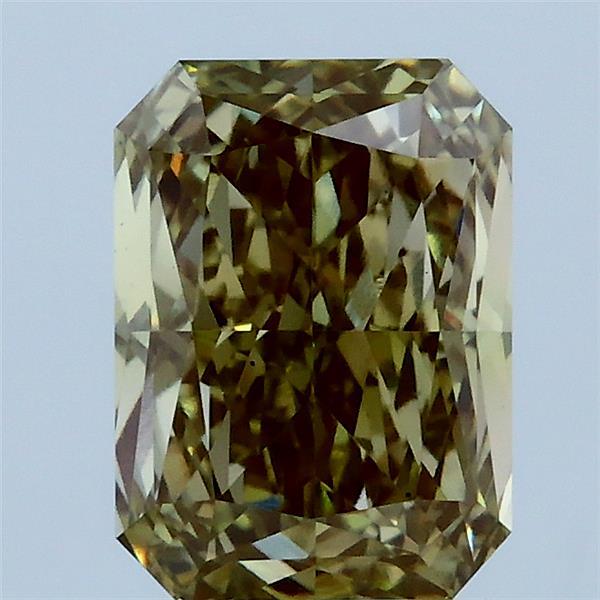 2.07 Carat Radiant Lab Grown Diamond, Fancy Yellowish Green Color, VS1 Clarity