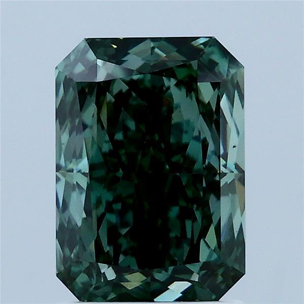 2.04 Carat Radiant Lab Grown Diamond, Fancy Vivid Green Color, VS2 Clarity