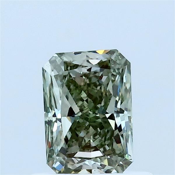 0.77 Carat Radiant Lab Grown Diamond, Fancy Intense Green Color, VS2 Clarity